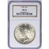 Image 1 : 1925 $1 Peace Silver Dollar Coin NGC MS65 Nice Toning