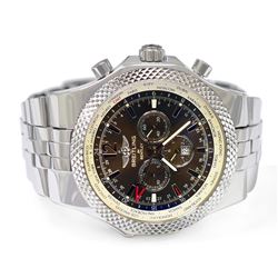 Breitling Mens Bentley GMT Stainless Steel 49mm Bronze Dial Watch