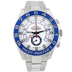 Rolex Mens Yacht-Master II Stainless Steel 44mm White & Blue Dial Watch