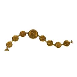 Indian Head Gold Coin 18KT Gold Bracelet
