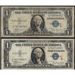 Lot of (2) 1935A $1 Experimental "S" Silver Certificate Note