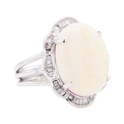 14KT White Gold 6.50 ctw Opal and Diamond Ring