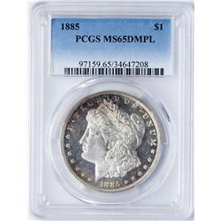 1885 $1 Morgan Silver Dollar Coin PCGS MS65DMPL