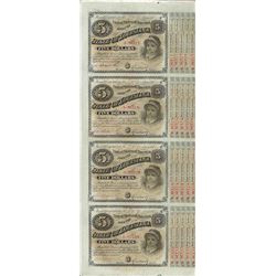 Uncut Sheet of (4) State of Louisiana Baby Bond Obsolete Notes