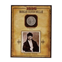 1896 $1 Morgan Silver Dollar Coin with Wild Bill Hickok Stamp