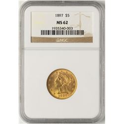 1897 $5 Liberty Half Eagle Gold Coin NGC MS62