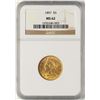 Image 1 : 1897 $5 Liberty Half Eagle Gold Coin NGC MS62