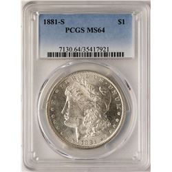 1881-S $1 Morgan Silver Dollar Coin PCGS MS64