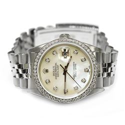 Rolex Datejust Stainless Steel 36mm Mother of Pearl Diamond Dial Watch