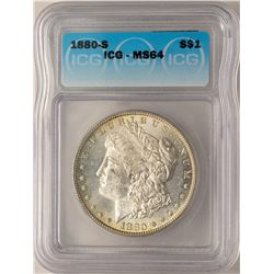 1880-S $1 Morgan Silver Dollar Coin ICG MS64