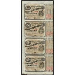 Uncut Sheet of (4) State of Louisiana Baby Bond Obsolete Notes