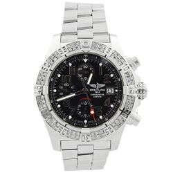 Breitling Mens Avenger Skyland Stainless Steel 44mm Black Arabic Dial Watch