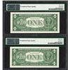 Image 2 : Lot of (2) Consecutive 1957A $1 Silver Certificate Notes PMG Superb Gem Unc. 67E