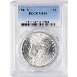 1881-S $1 Morgan Silver Dollar Coin PCGS MS64