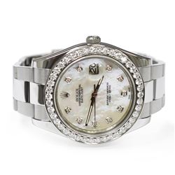 Rolex Mens Datejust II Stainless Steel 41mm Mother of Peral Diamond Dial Watch