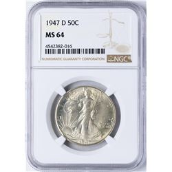 1947-D Walking Liberty Half Dollar Coin NGC MS64