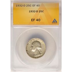 1932-D Washington Quarter Coin ANACS EF40