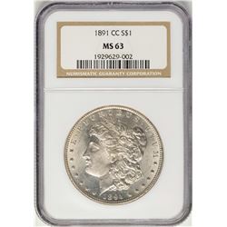 1891-CC $1 Morgan Silver Dollar Coin NGC MS63