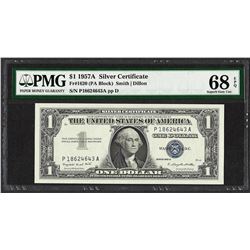 1957A $1 Silver Certificate Note Fr.1620 PMG Superb Gem Uncirculated 68EPQ