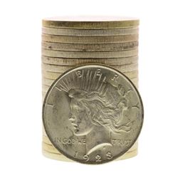 Roll of (20) Brilliant Uncirculated 1923 $1 Peace Silver Dollar Coins