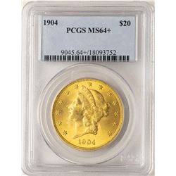 1904 $20 Liberty Head Double Eagle Gold Coin PCGS MS64+