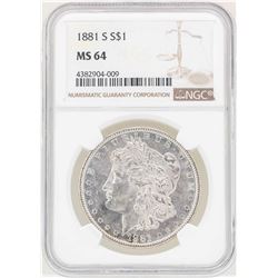 1881-S $1 Morgan Silver Dollar Coin NGC MS64