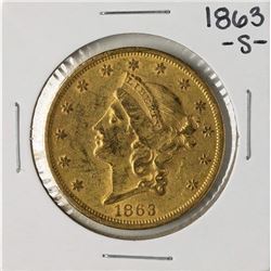 1863-S $20 Liberty Head Double Eagle Gold Coin