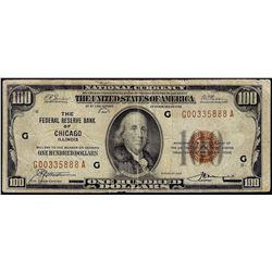 1929 $100 Federal Reserve Note Chicago