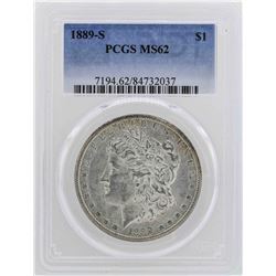 1889-S $1 Morgan Silver Dollar Coin PCGS MS62