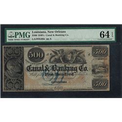 1840's $500 Canal & Banking Co. New Orleans, LA Obsolete Note PMG Choice Unc. 64