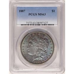 1887 $1 Morgan Silver Dollar PCGS MS63 Amazing Toning