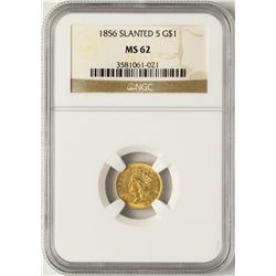 1856 Slanted $1 Indian Princess Head Gold Dollar Coin NGC MS62