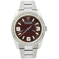 Rolex Oyster Perpetual Stainless Steel 34mm Brown Rolex Printing Dial Watch