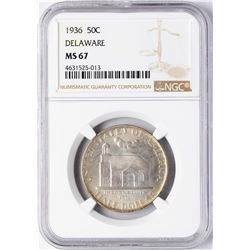 1936 Delaware Tercentenary Commemorative Half Dollar Coin NGC MS67
