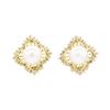 Image 1 : 14KT Yellow Gold 0.50 ctw Diamond and Pearl Square Clip Earrings