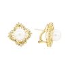 Image 2 : 14KT Yellow Gold 0.50 ctw Diamond and Pearl Square Clip Earrings