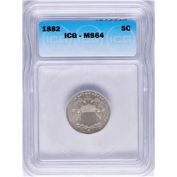 1882 Shield Nickel Coin ICG MS64