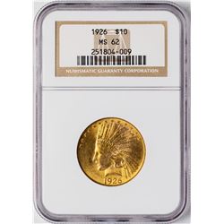 1926 $10 Indian Head Eagle Gold Coin NGC MS62