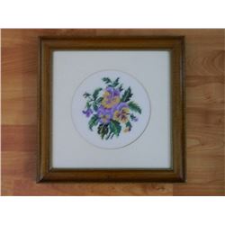 FRAMED PETTI POINT - PANSIES - PURPLE, YELLOW