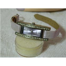 WATCH - PAUL JORDAN - RHINESTONES - GENUINE LEATHER STRAPS