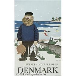 ORIGINGAL 1973 DANISH TRAVEL POSTER Denmark (Perm
