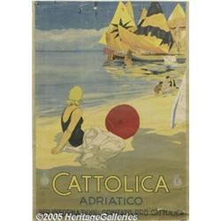 ORIGINAL C1930 ITALAIN RAIL TRAVEL POSTER CATTOLI