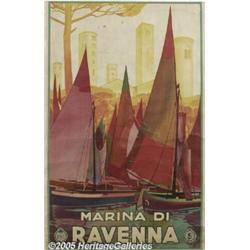 ORIGINAL C1930 ITALIAN RAIL TRAVEL POSTER RAVENNA