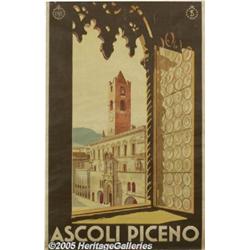 ORIGINAL C1930 ITALIAN RAILTRAVEL POSTER(ASCOLI) 