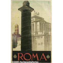 ORIGINAL C1930 ITALIAN RAIL TRAVEL POSTER (ROME) 