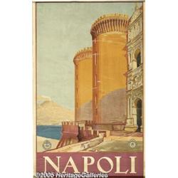 ORIGINAL C1930 ITALIAN RAIL TRAVEL POSTER NAPLES 