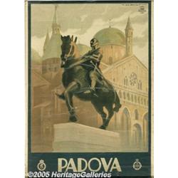 ORIGINAL C1930 ITALIAN RAIL TRAVEL POSTER PADOVA 