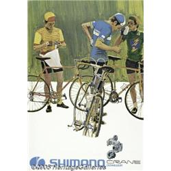 SHIMANO BYCICLE POSTERS 1979 SET OF 4 Shimano-Dur