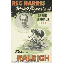 1949 BRITISH RALEIGH BICYCLE POSTER REG HARRIS Ra