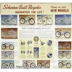 SCHWINN BICYCLES C1941 WINDOW DISPLAY POSTER Schw